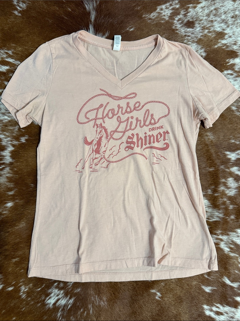 Horse Girls Graphic V-Neck Tee - Pink
